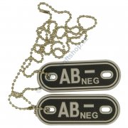 Dog Tag blood type AB NEG black - 3D plastic