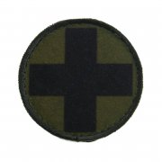 Nášivka kruhová černý kříž zelený podklad