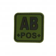 Patch blood type AB POS square green - 3D plastic