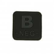 Patch blood type B NEG square black - 3D plastic