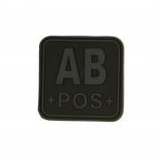Patch blood type AB POS square black - 3D plastic