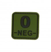 Nášivka krevní skupina 0 NEG čtvercová zelená - 3D plast