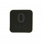 Patch blood type 0 NEG square black - 3D plastic