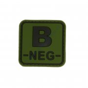Nášivka krevní skupina B NEG čtvercová zelená - 3D plast